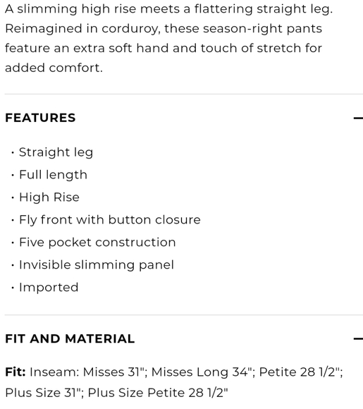 Talbots High-rise Straight-leg Cords - black - Picture 11 of 11